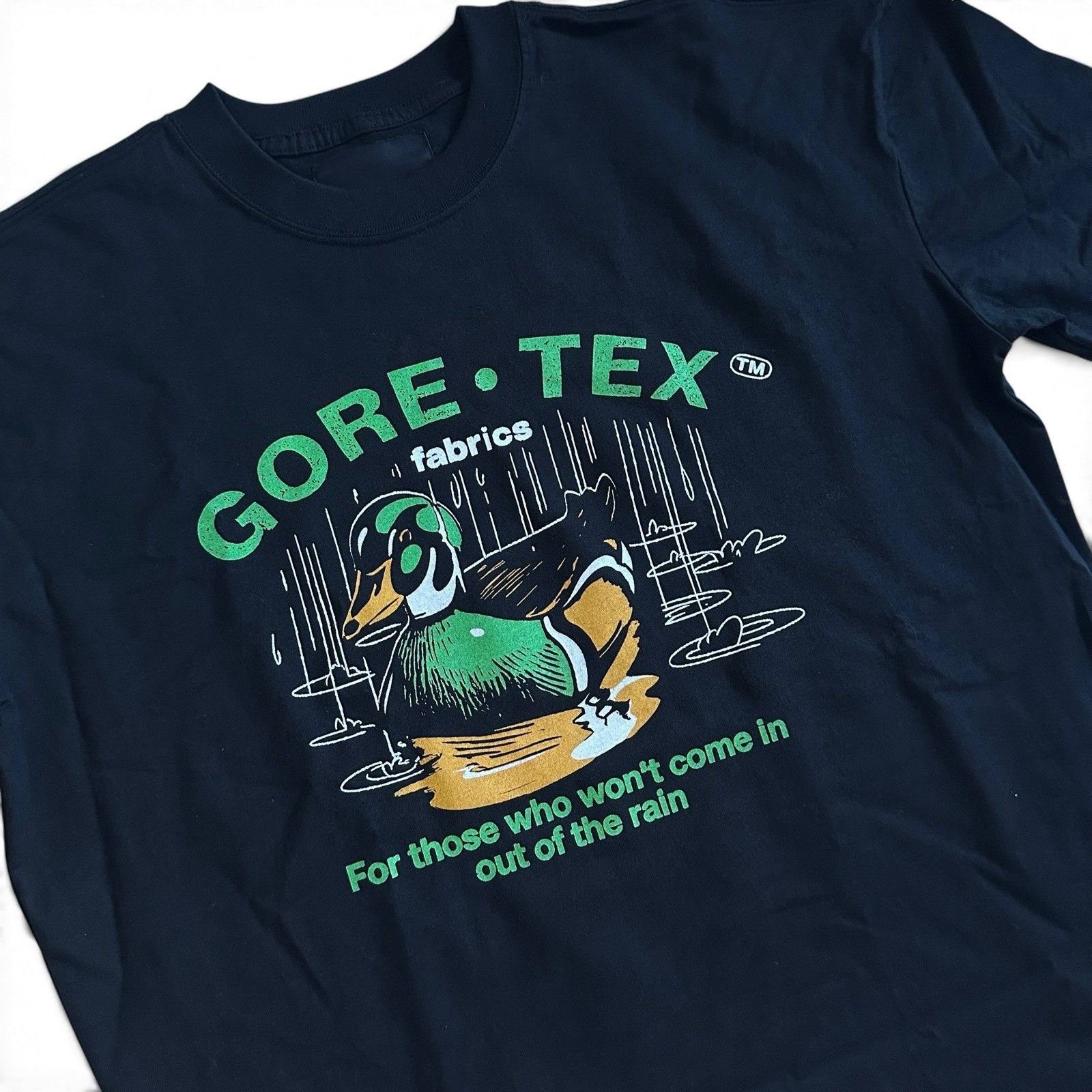 90s Y2k Gore-Tex Fabrics Duck Rain End Label Promo T-Shirt Black L — image 2 of 5